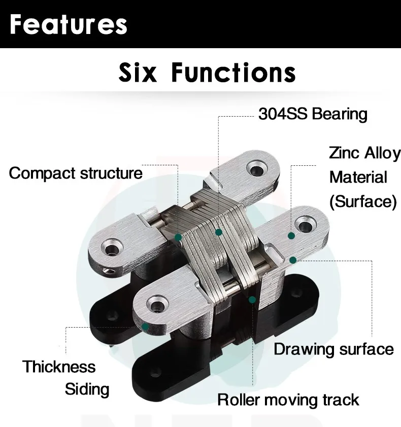 NAIERDI-304 Dobradiças escondidas de aço inoxidável, porta