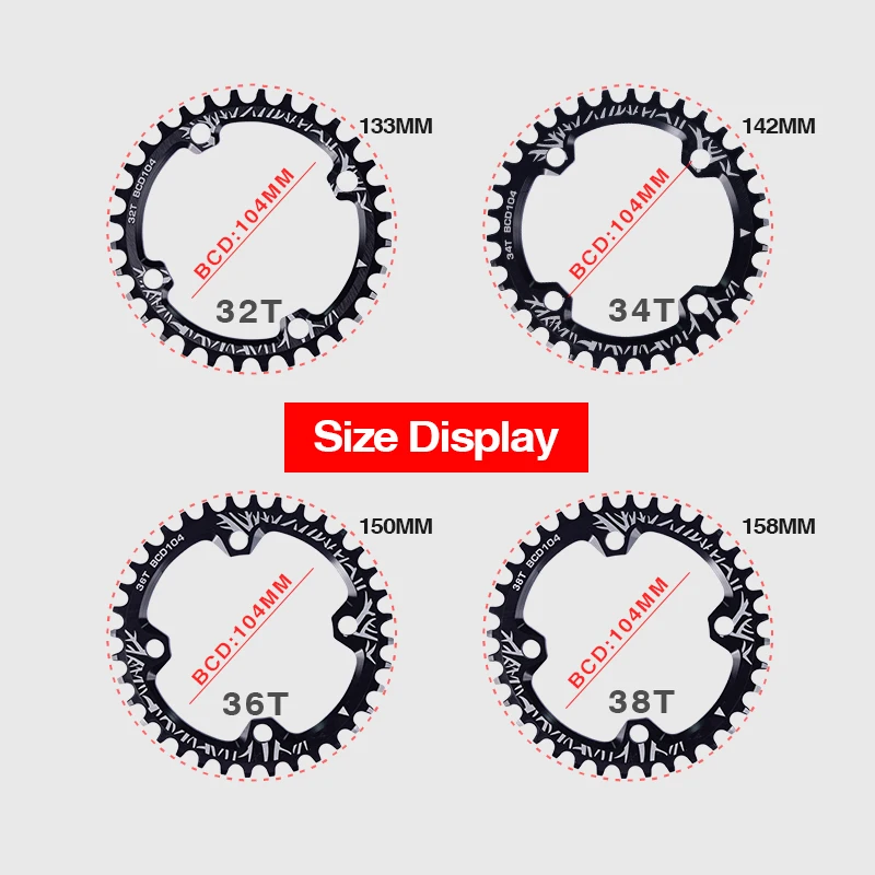 Велосипедная рукоятка MTB 104BCD круглая 32 T/34 T/36 T/38 T цепь кольцо узкий широкий велосипед цепь круг шатунная пластина запчасти для велосипеда