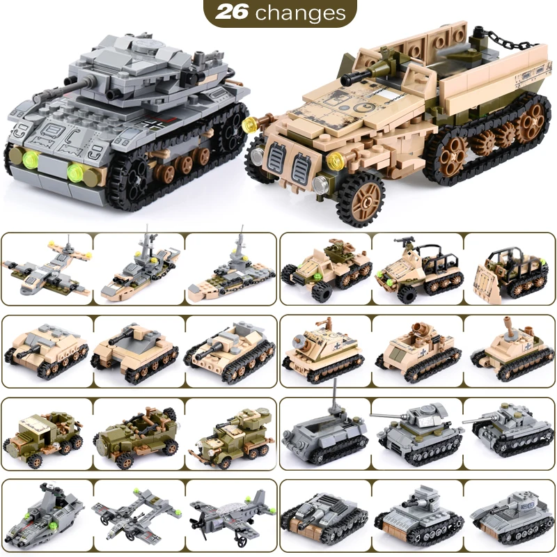 1061+PCS Building Block Compatible LegoINGlys City Blocks Army Truck Building Blocks Military Vehic