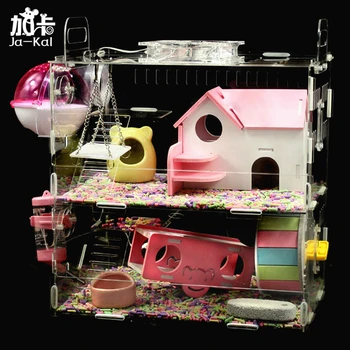 

Pet Small Animal Cage Hamster Villa Warm House with Furniture Exercise Running Wheels Roller Guinea Pig Bed House Rat Wood Toys