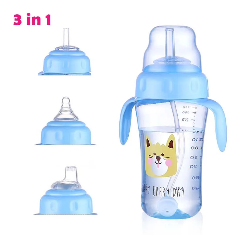 

Newborn Baby Feeding Cup 330ml Toddler Infant Kids Training Cup with Straw Children Learn Feeding Drinking Bottle with Handle