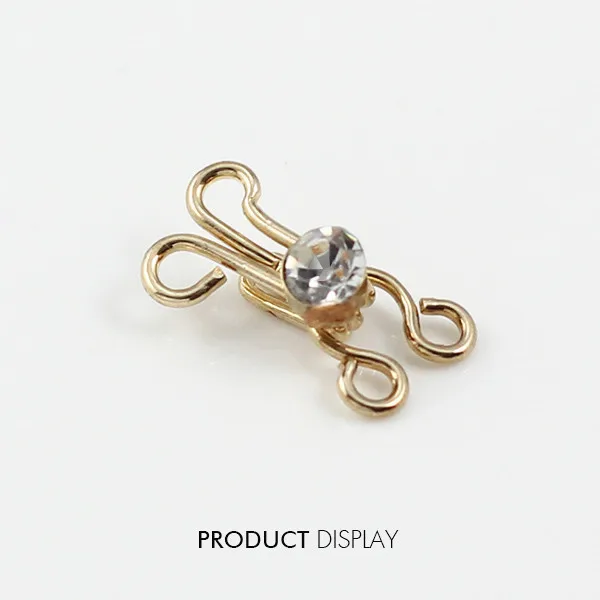 

10set Gold Tone Crystal Rhinestones Hook Eyes Clasp Waist Extender Sew on Sewing Accessories for Garment Cloth NK185