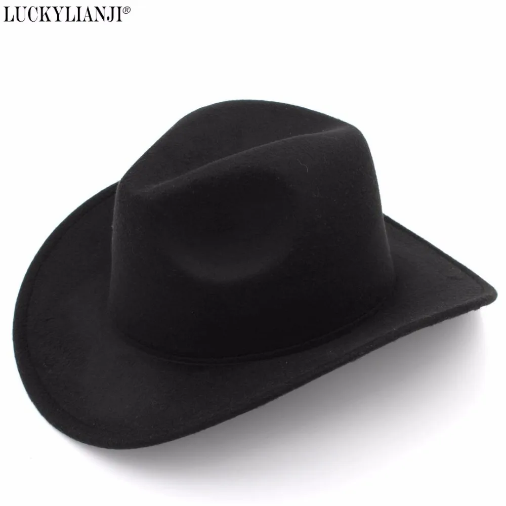 LUCKYLIANJI шерстяная фетровая Федора ковбойская шляпа Cowgirl однотонная Западная