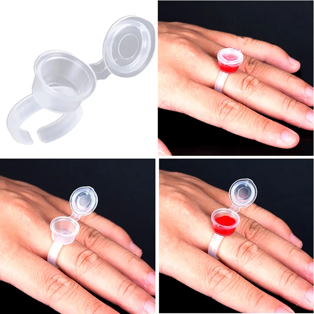 

50pcs Microblading Pigment Glue Rings Container/Cup Tattoo Ink Holder For Semi Permanent makeup Titular de la tinta del tatuaje