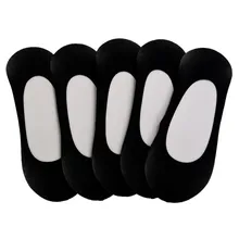 5 пар; невидимые низкие женские эластичные Туфли-лоферы на каблуке; носки-лодочки