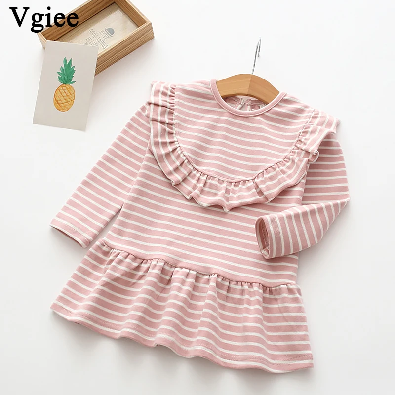

Vgiee Dress for Baby Girls Dresses 2019 Autumn Party Princess Dress Full Striped Patchwork Mesh Girls Clothing CC315