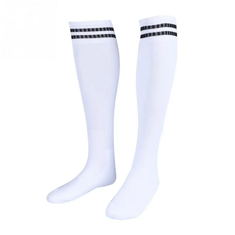 1 пара 5 цветов взрослые эластичные футбольные спортивные длинные носки выше колена чулки - Цвет: White Black