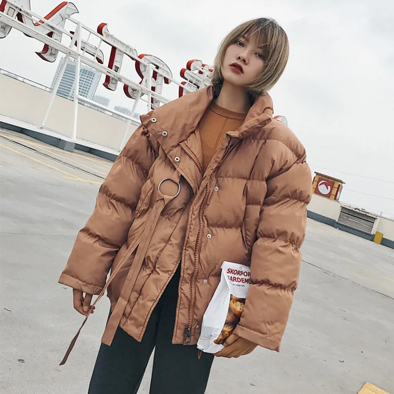 Cheerart Winter Coat Women Parka Down Jacket Stand Collar Anorak Thick Windbreaker Female Zipper Quilted Coat Femme Korean Style