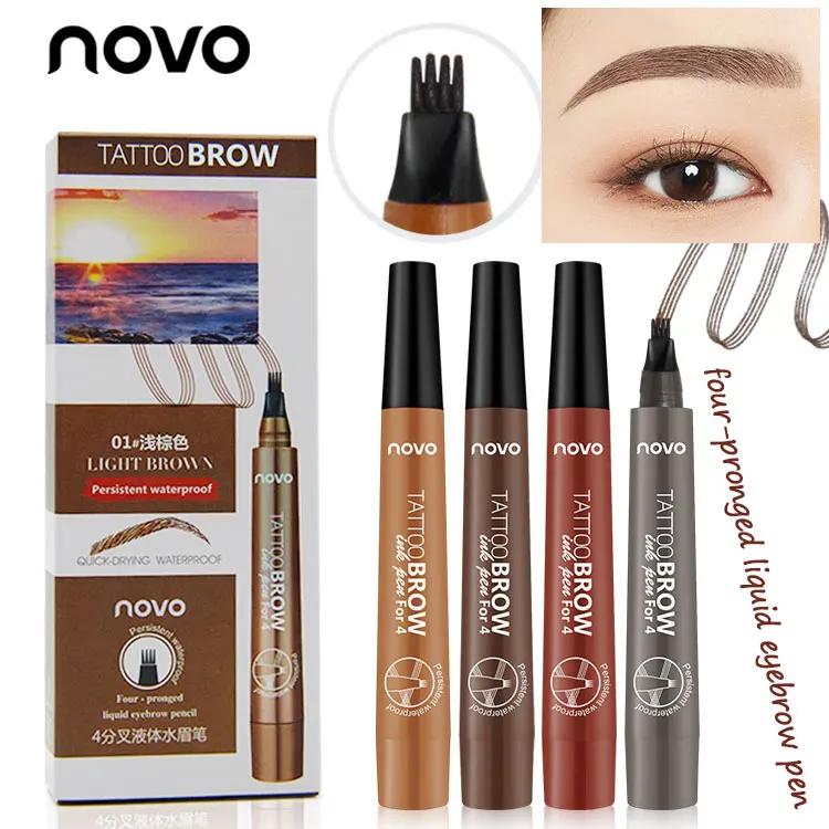 4 Colors NOVO Brand Eye Makeup Liquid Eyebrow Pen Waterproof Long
