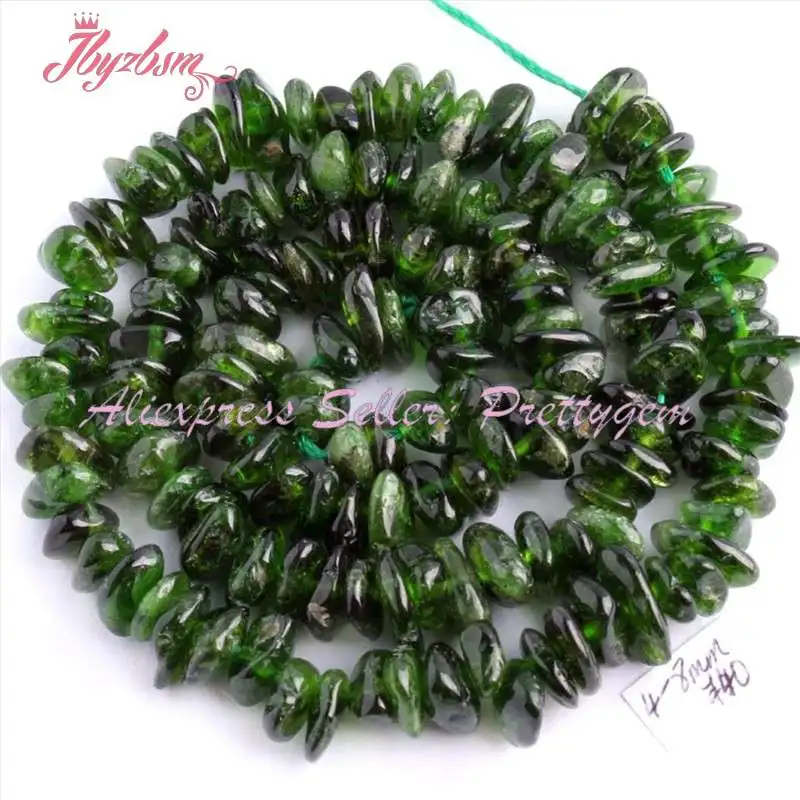 

4-8mm Freeform Irregular Green Diopside Natural Stone Beads For DIY Necklace Bracelat Fashion Jewelry Making 15" Free Shipping
