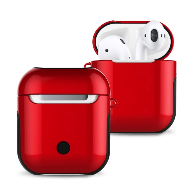 Сплошной цвет Airpods TPU+ PC Двухслойный чехол для гарнитуры Apple Bluetooth 1 Зарядная коробка Новые аксессуары против падения пыли - Цвет: Red