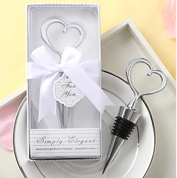 

Elegant Heart Shape Wine Bottle Stopper in White Box Wedding Party Bridal Shower Favor Guest Gift Business Man Present souvenir