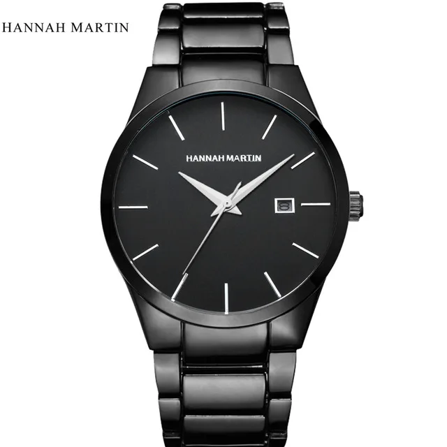 Топ люксовый бренд Hannah Martin мужские часы из нержавеющей стали классические простые мужские кварцевые часы с датой наручные часы relogio masculino