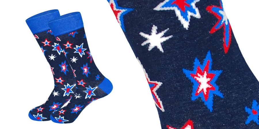 Бренд LIONZONE качественные Веселые носки для мужчин, полосатые носки с дизайном «звёзды», новые стильные цветные мужские носки из чесаного хлопка