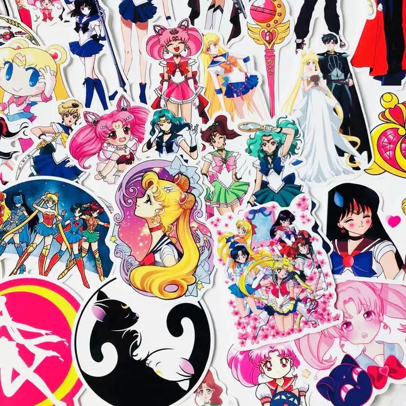 

70pcs Sailor Moon Stickers vsco girl suitcase laptop skateboard Scrapbook waterproof Decal Anime Sticker bomb