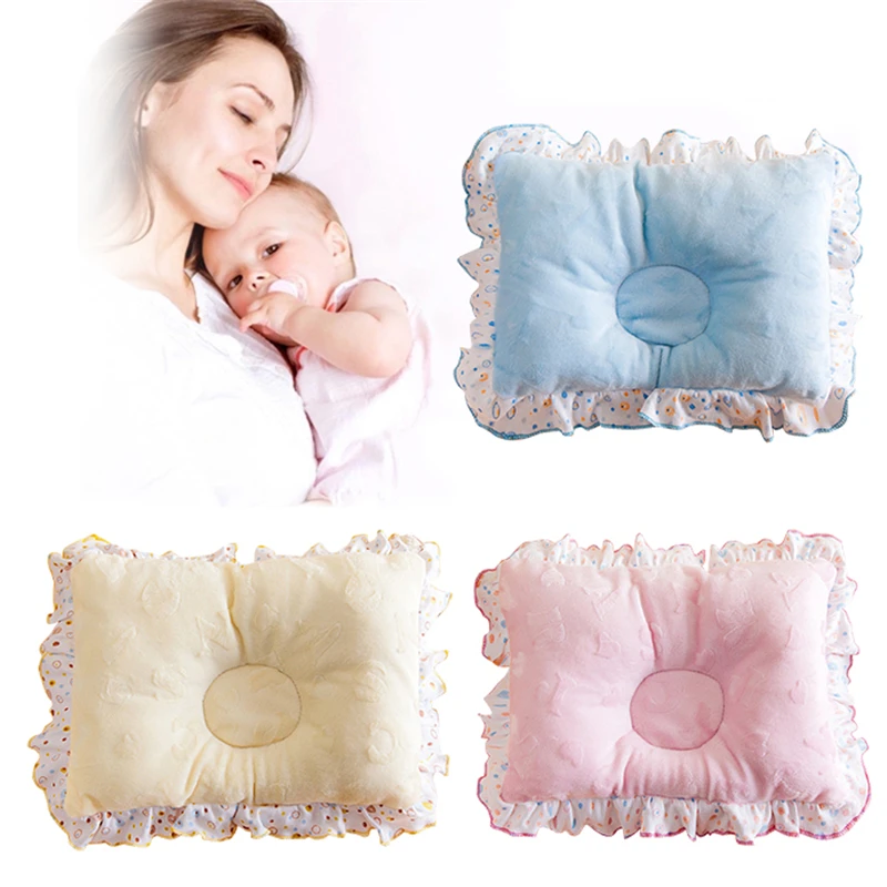 Мягкая хлопковая Подушка для новорожденного, милая мультяшная Подушка для новорожденного, противоскользящая Подушка для сна с кружевом