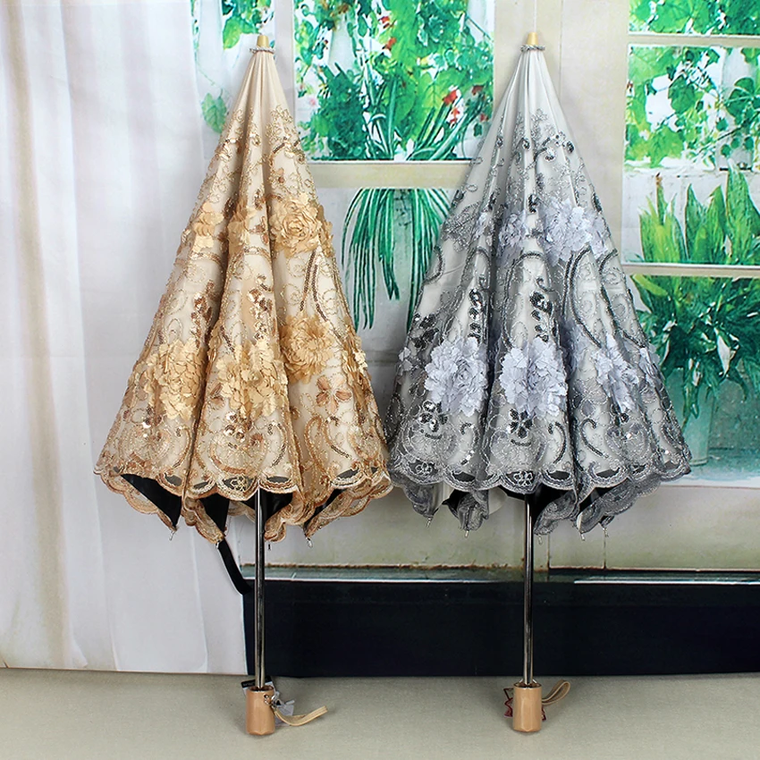 

High quality Mini umbrella rain women Romantic Women's Princess Dome/Birdcage Sun/Rain Folding Umbrella For Wedding umbrella