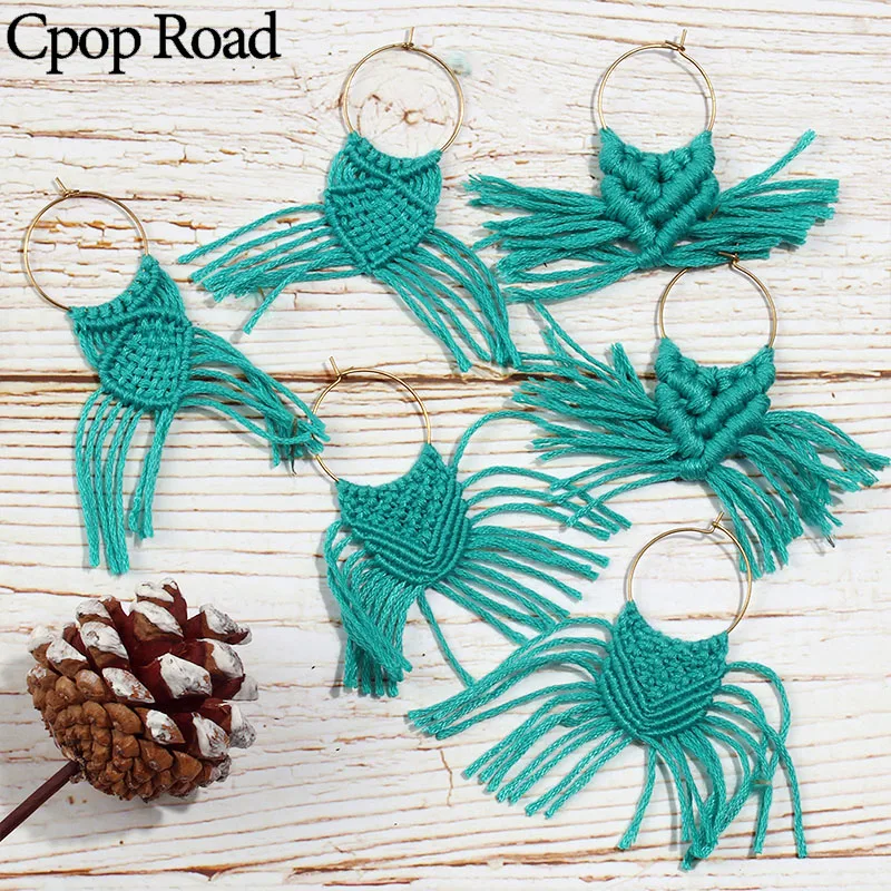 

Cpop New Boho Personality Macrame Earring Feather Fringe Cotton Weaving Tassel Earrings for Women Bridesmaid Jewelry Accessories