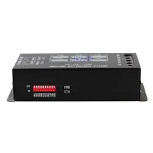 DMX512 контроллер, подключаться к DMX512 консоли, поддержка WS2812, WS2813, UCS1903, etc.13 цифровые мультиплексные каналы для каждого устройства, управление max 1024 пикселей