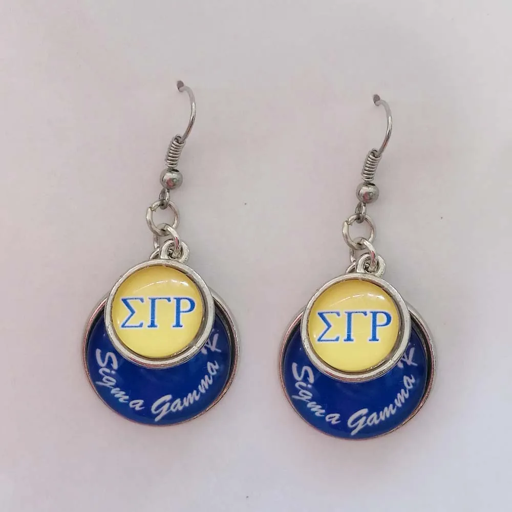 

SGR blue and yellow round Sorority Earring