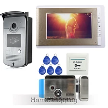 ENVÍO LIBRE Con Conexión de Cable 7 “TFT LCD de Video teléfono de La Puerta Sistema de Intercomunicación 1 Monitor + Cámara + Eléctrico de Bloqueo De Control de Acceso RFID EN STOCK