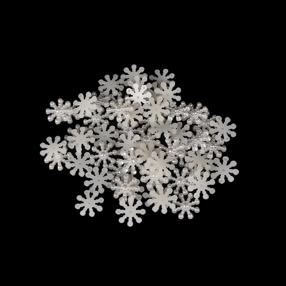 50pcs New Winter Holiday Supplies Christmas White Felt Snowflake Craft Pearl Embellishments Wedding Party Xmas Decoration