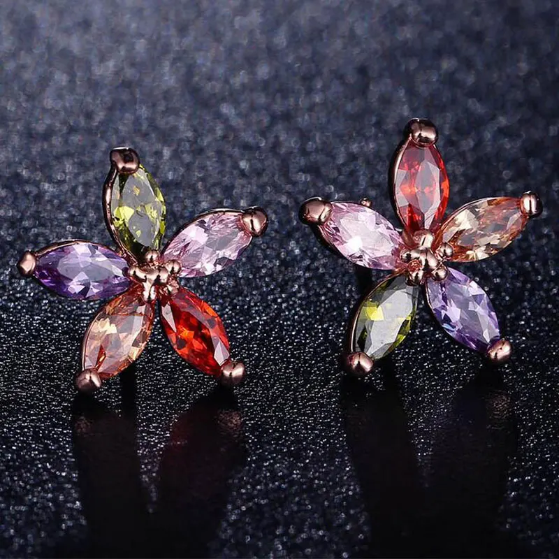 

New Fashion Women Girl Mix Color Rhinestone Metal Silver Ear Stud Earrings Crystal Flower Earring Jewelry Accessories YY799