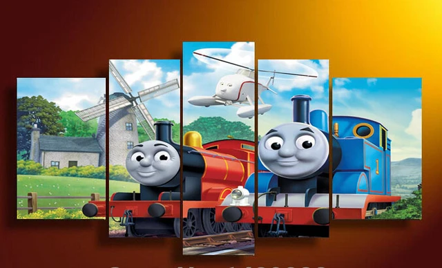 Framed Art Printed Cartoon Thomas Train Group Painting Children S Framed Art Printed Cartoon Thomas Train Group Painting Children S Room Decoration Print On Canvas Free Shipping