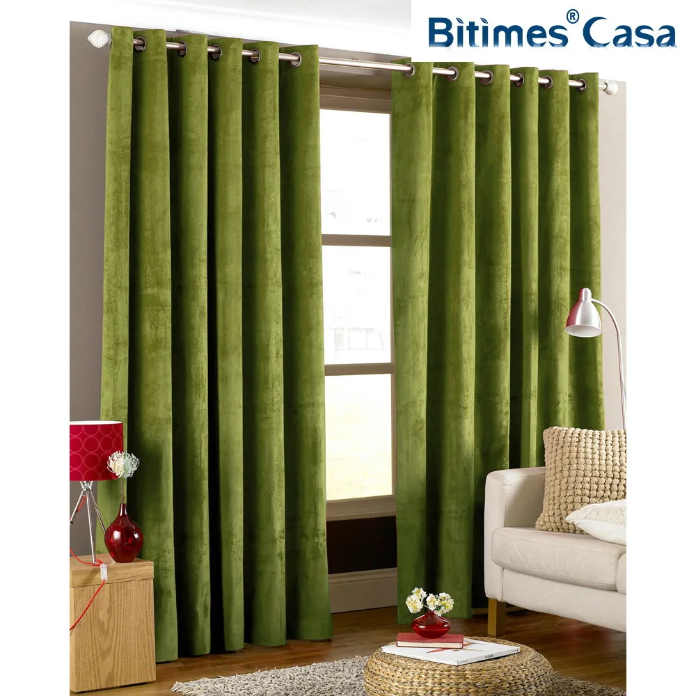 Heavy Weight Velvet Blackout Windows Curtain For Living Room Bedroom ...