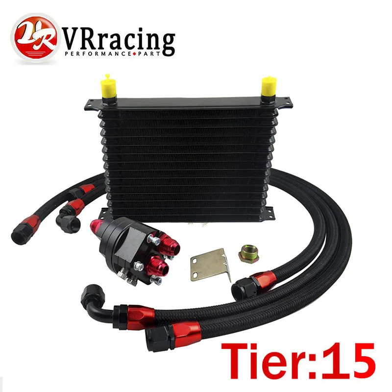 

VR RACING - Universal 15 Row 10AN Aluminum Engine Transmission Oil Cooler Relocation Kit VR5115BK+6724BK+3PCS