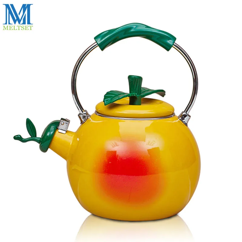 2.0L Fashion Porcelain Enameled Whistling Kettle Teapot Enamel Kettle