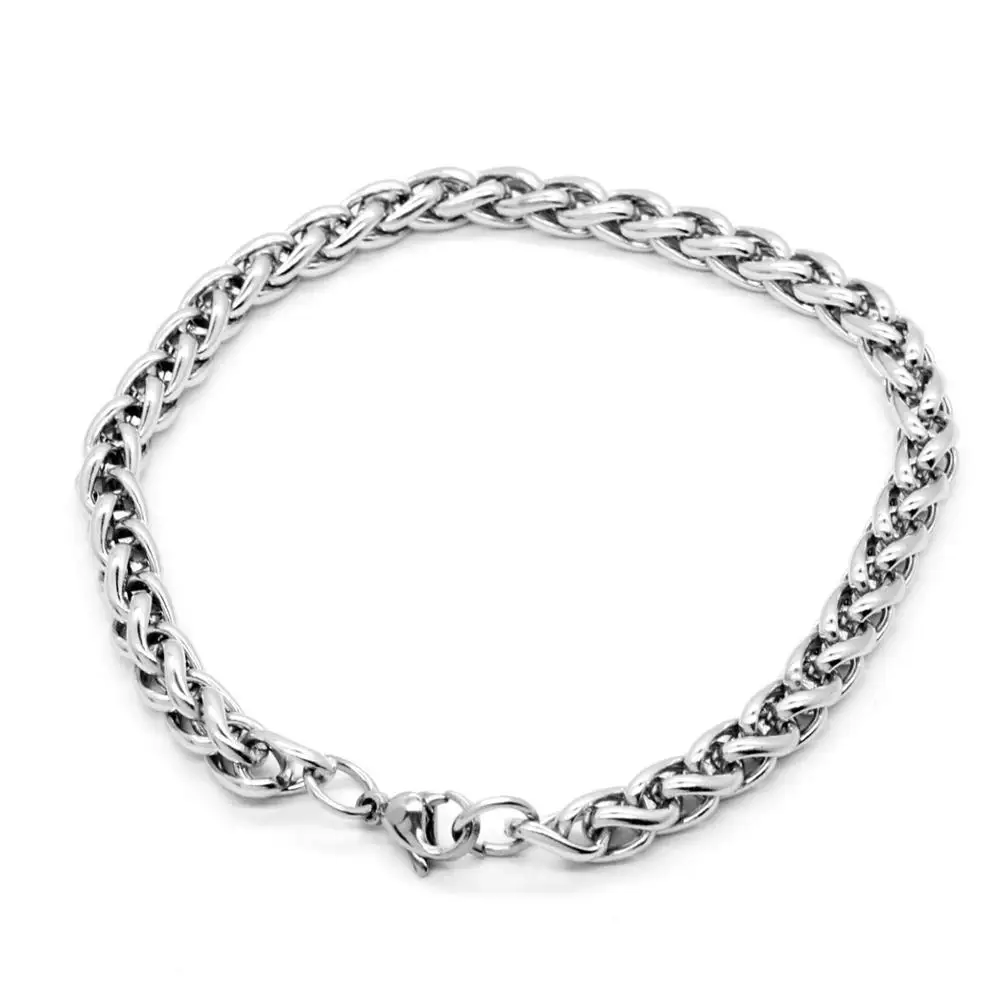 

Wholesale Jewelry -- (3pcs/lot) (3-6mm ) titanium steel White Twisted Weave Bracelets Jewelry For Men No Fade