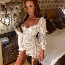 Богемный Вдохновленный сексуальное женское платье с кружевной панелью Мини Летнее платье модное нарядное платье для подиума с завязками спереди 3/4 рукав новое платье