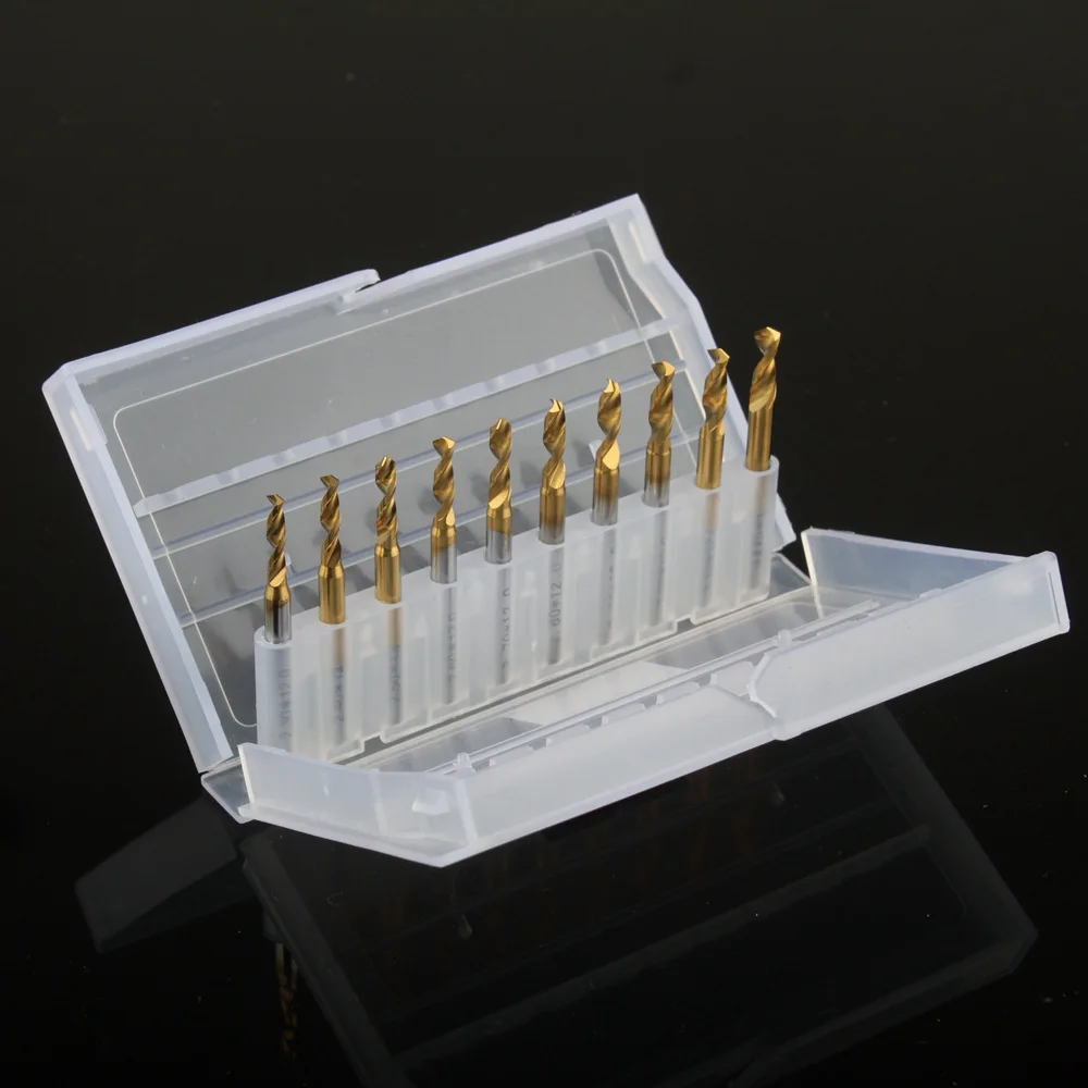 10x 1.7mm Nitride Coated Carbide Titanium PCB Dremel CNC Drill Bits Router