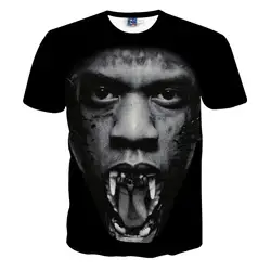Высокое качество Для мужчин футболка Kanye West JAY-Z печати характер черный сзади 3D Футболка с принтом бренд хип-хоп футболки Camisetas Homme