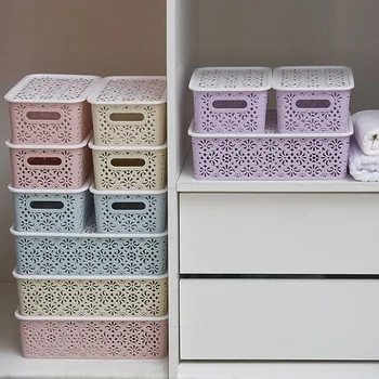

Plastic Cosmetics Storage Box Hollow Drawer Desk Storage Rack Desktop Skin Care Storage Box 3
