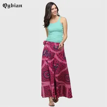 Qybian бренд этническом стиле Для женщин Длинная юбка для выпускного платье Пляж Boho летние каникулы Сарафан
