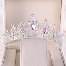 Свадебная диадема KMVEXO, голубая/золотая диадема с кристаллами