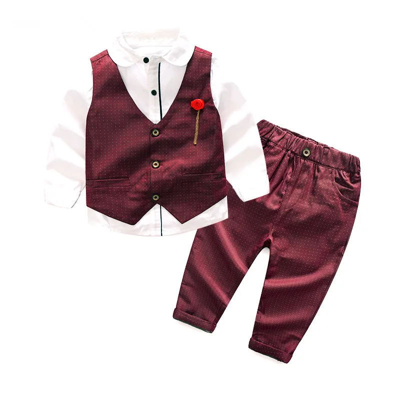 Tem Doger/комплекты одежды для мальчиков г., Костюм Джентльмена для мальчиков детская рубашка для мальчиков+ жилет+ брюки, 3 предмета, деловой комплект одежды для детей, костюмы