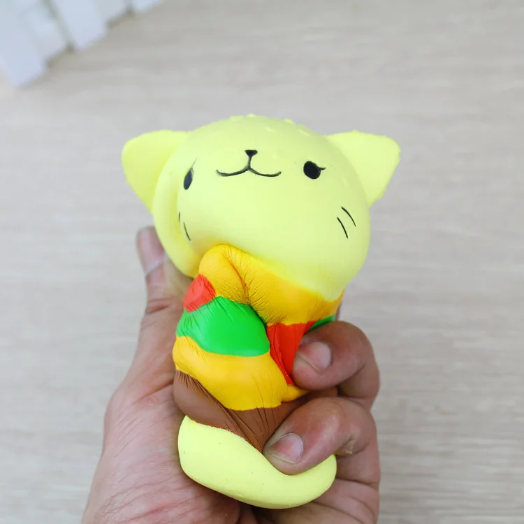 Kawaii Большой гамбургер Собака Мягкий десерт щенок кукла хлеб медленно