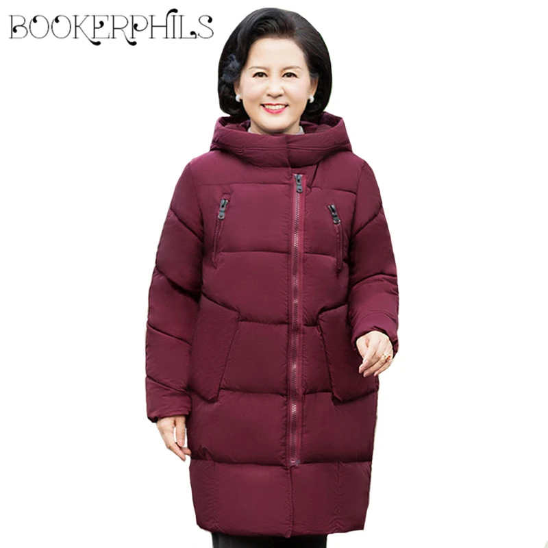 Middle-aged Winter Jacket Women Big Size Thicken Warm Cotton Padded Loose Plus Size 5XL Black Winter Coat Women Parka Hooded