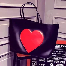 Pu-leder schwarz composite tasche handtasche für frauen große jumbo taschen hohe qualität neverful totes taschen einkaufs beach bag mit herzen