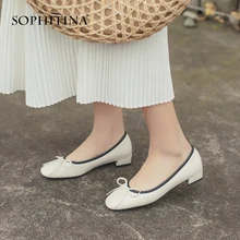 SOPHITINA/Удобные женские туфли на сплошной подошве из натуральной кожи, внутри- натуральной кожи.Милые женские туфли с бантиком и обтянутым кантом на низком каблуке. Мягкие удобные туфли с округленным мыском. SO162