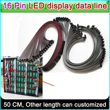 Linha de dados da tela do diodo emissor de luz, cabo liso flexível de 16 pinos comprimento de 50 cm, linha de conexão do sinal da cor completa da cor p3 p5 p6 p10 único & dobro