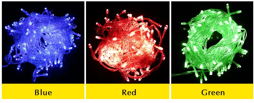 RGB светодиодный световые струны 10 м 110 В 220 В 8 режимов водонепроницаемый IP65 Рождественская гирлянда сказочные Огни наружное внутреннее праздничное украшение