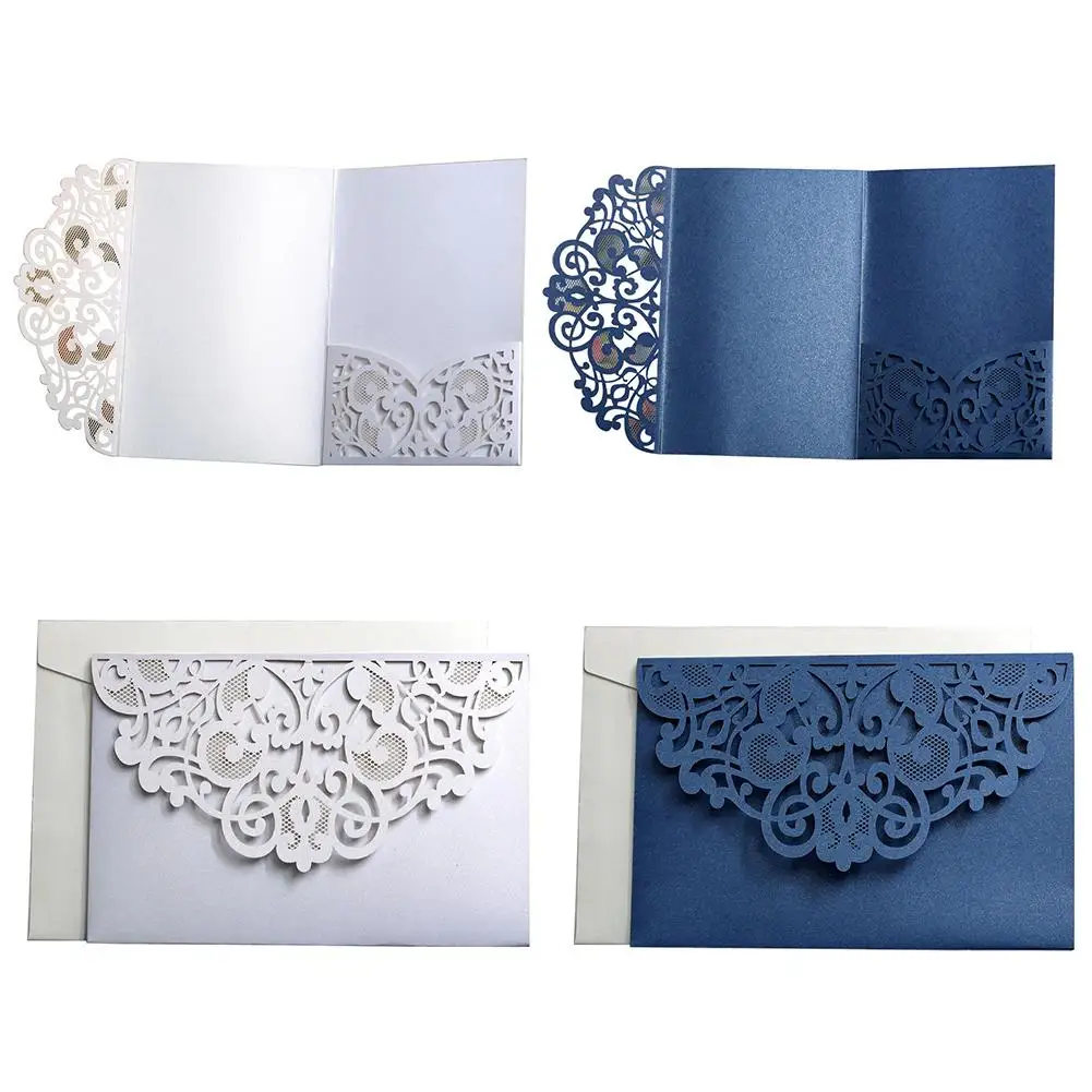  10PCS European Style Laser Cut Wedding Invitations Cards Tri-Fold Lace Business Invitation Cards Pa - 33023282759