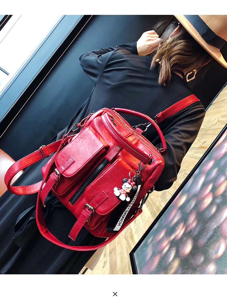 Цвет рюкзак сумка 2018 Женская новый стиль осень Зимние рюкзаки spanning три сумки с чистый цвет рюкзак