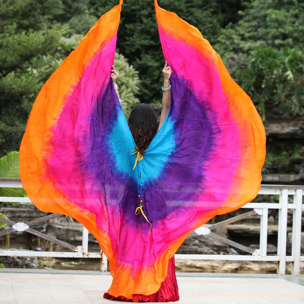 Бирюзово фиолетовый розовый оранжевый 1 комплект 2 7 м * 14 (3 ярда 45 &quot) tie dye 8 мм habotai