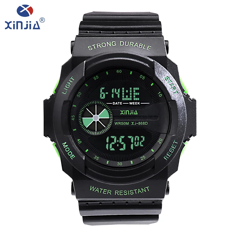 

XINJIA 2018 New Watches Mens Chronograph Electronic digital Watch Stainless steel clasp Watch Student Sports Wristwatch XJ-868D