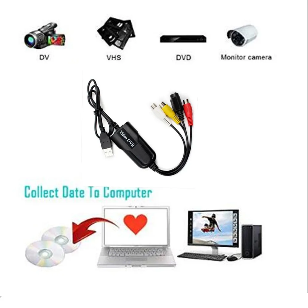 Video Audio VHS VCR USB Video Capture Card to DVD Converter Capture Card Adapter